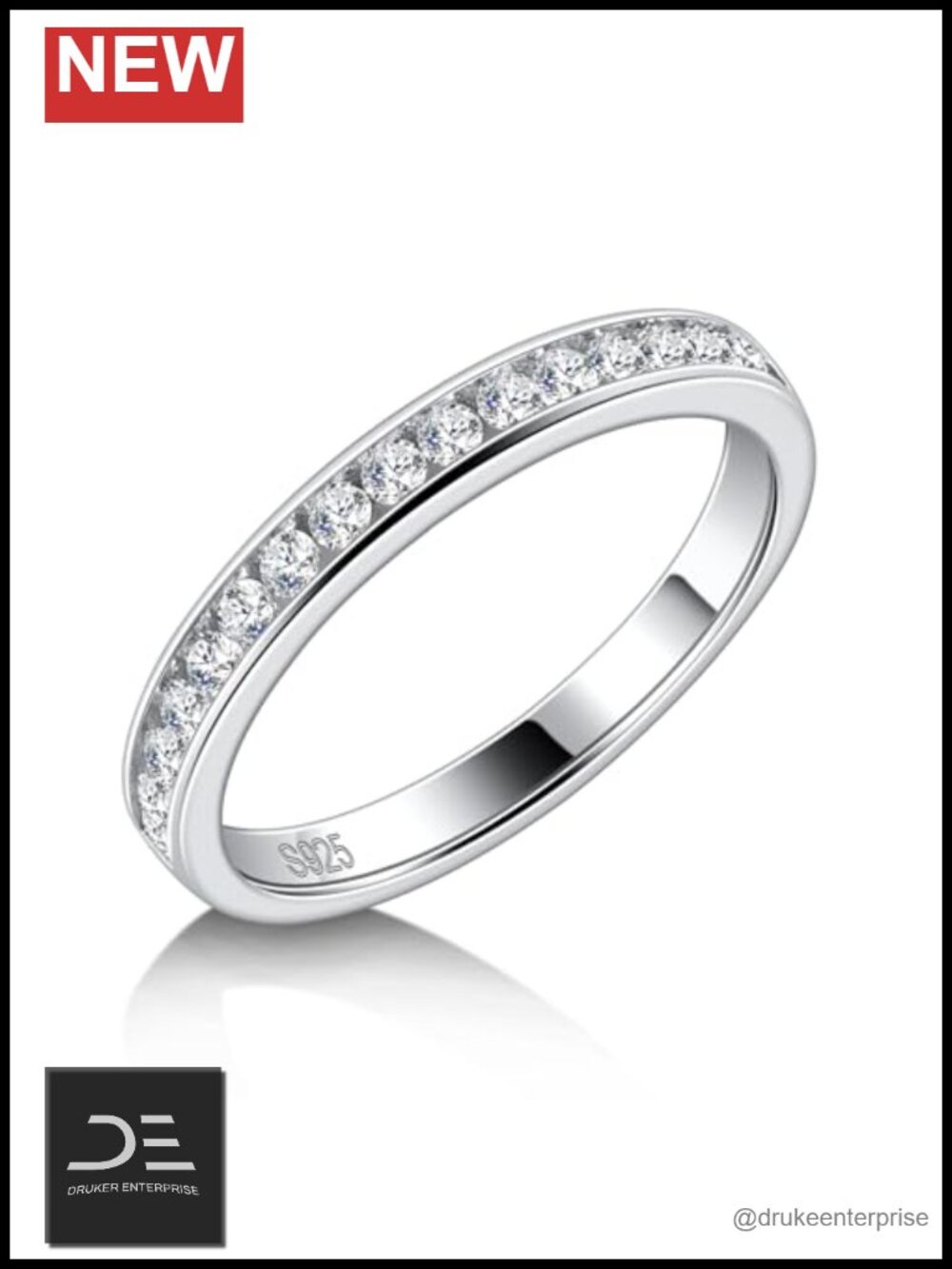 Moissanite Half Eternity Ring Women Channel Set Wedding Band 925 Sterling Silver